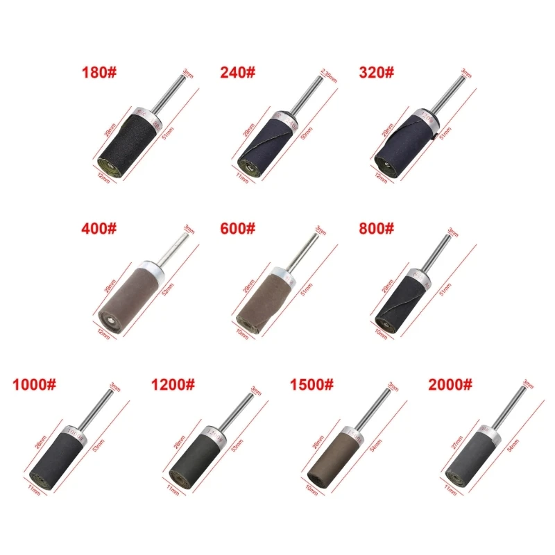 3mm Shank กระดาษทราย Rod แบบพกพากระดาษทรายบาร์ไฟฟ้าขัดขัดขัดสำหรับหัว 180 # สำหรับโรตารี่ถึง