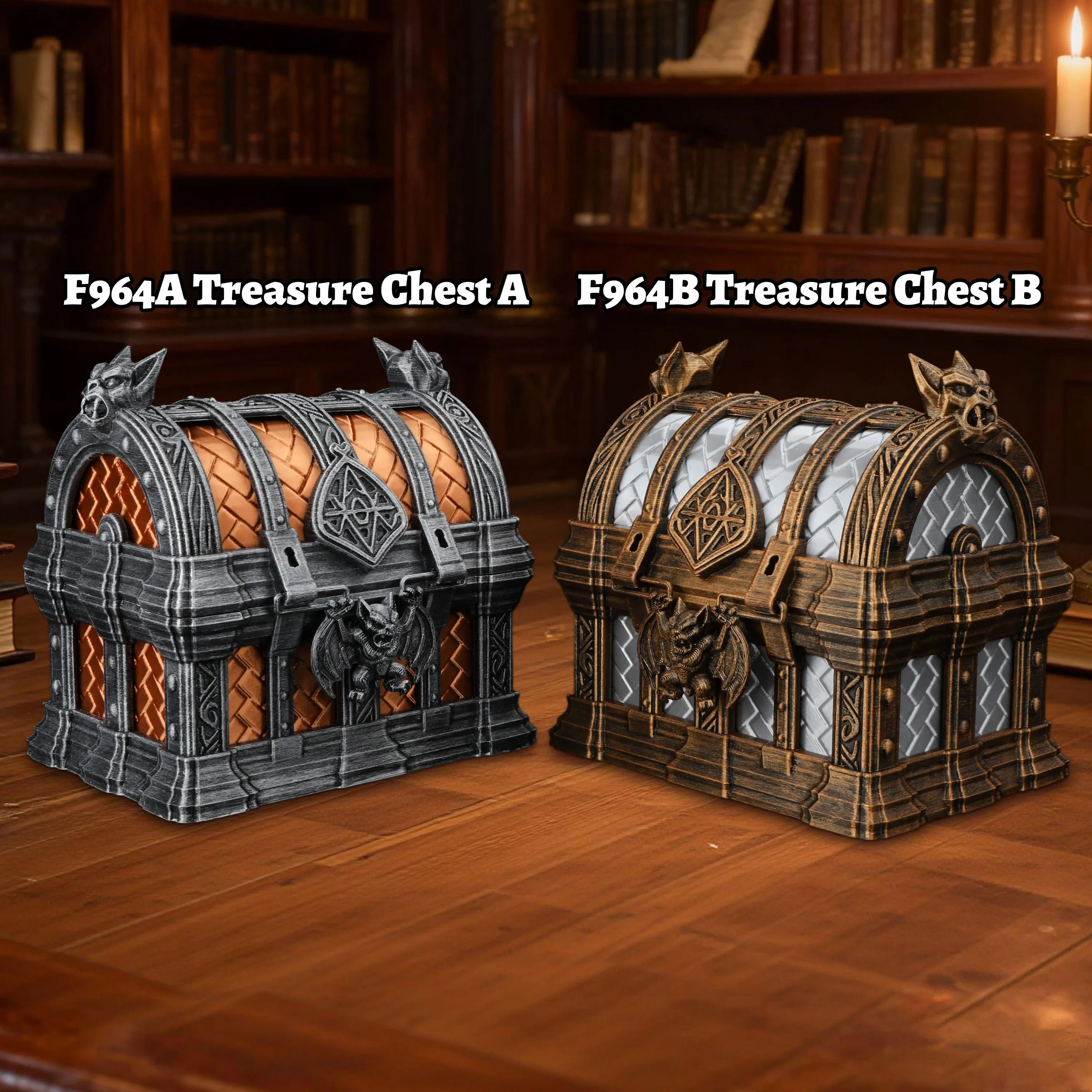 Fantasy Treasure Chest Models, Dice and Scenery Model Storage, Board Game Accessories, Partially Hand-Drawn