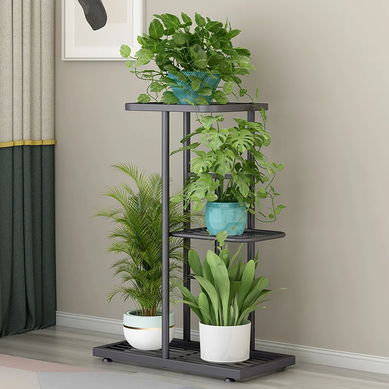 Indoor and Outdoor Simple Multi-layer Wrought Iron Floor-to-ceiling Flower Pot Storage Shelf Balcony Green Dill Flower Stand