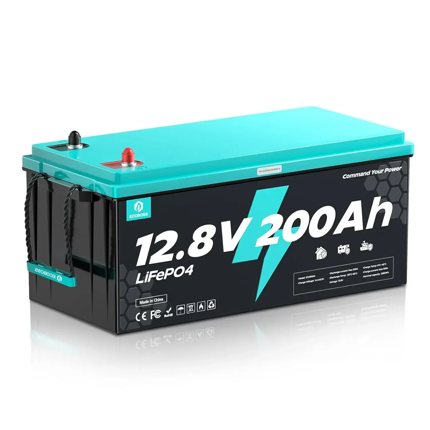 

12V 200Ah LiFePO4 Battery, 2560Wh Deep Cycle Lithium Battery, 200A BMS, 15000+ Cycles, Low-Temp Cutoff Protection,, Customized