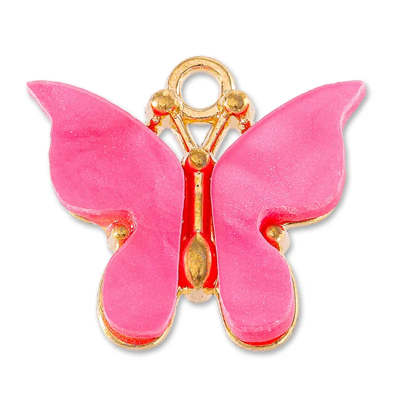 18 * 18MM Fashion Sweet Purple Red Pink Black Acrylic Butterfly Necklace Pendant Charm for Jewelry Making Bracelet DIY Ornaments