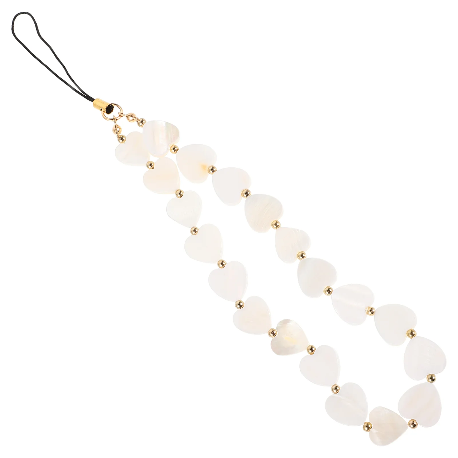 Cute Heart Beaded Phone Chain Keychain Faux Pearl Material Chain Versatile Mobile Pendant Suitable For Phone Case Accessories