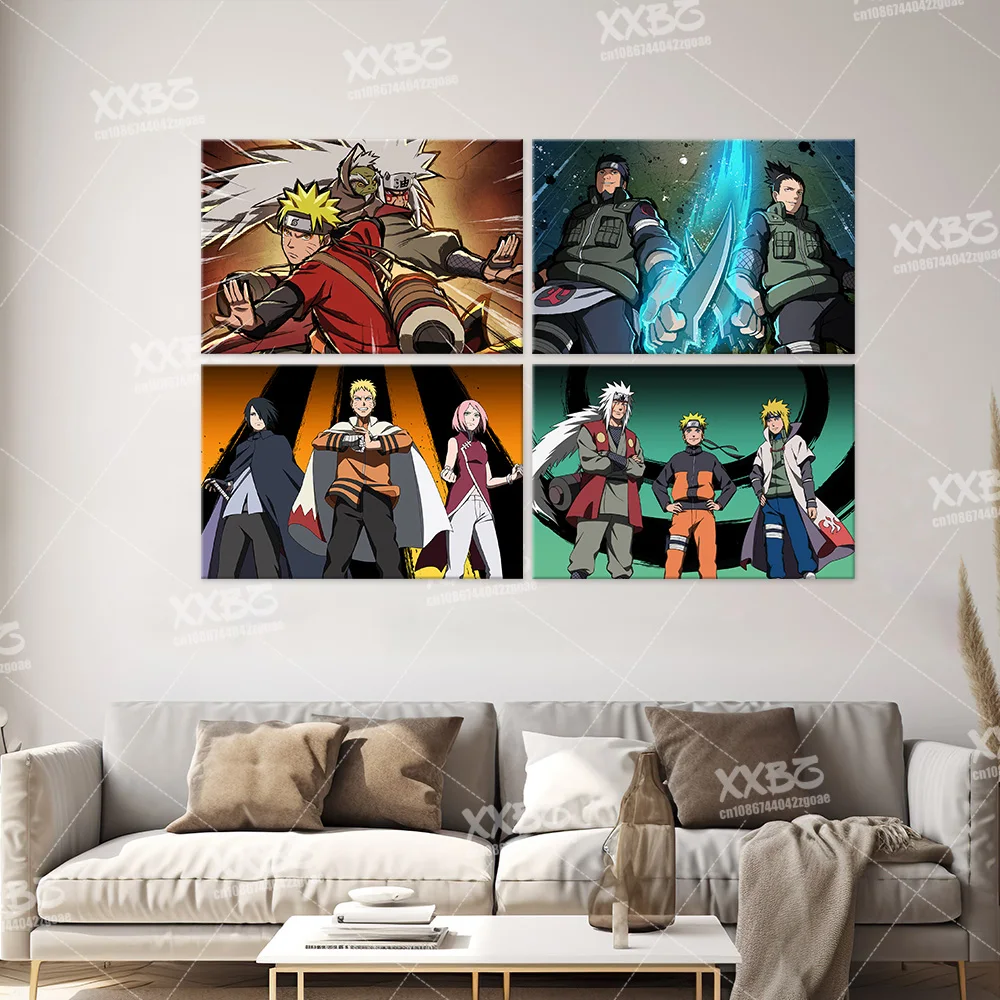 Uzumaki Naruto Home Decoration Namikaze Minato Wall Artwork Picture Jiraiya Hanging Painting Anime Canvas Poster For No Frame