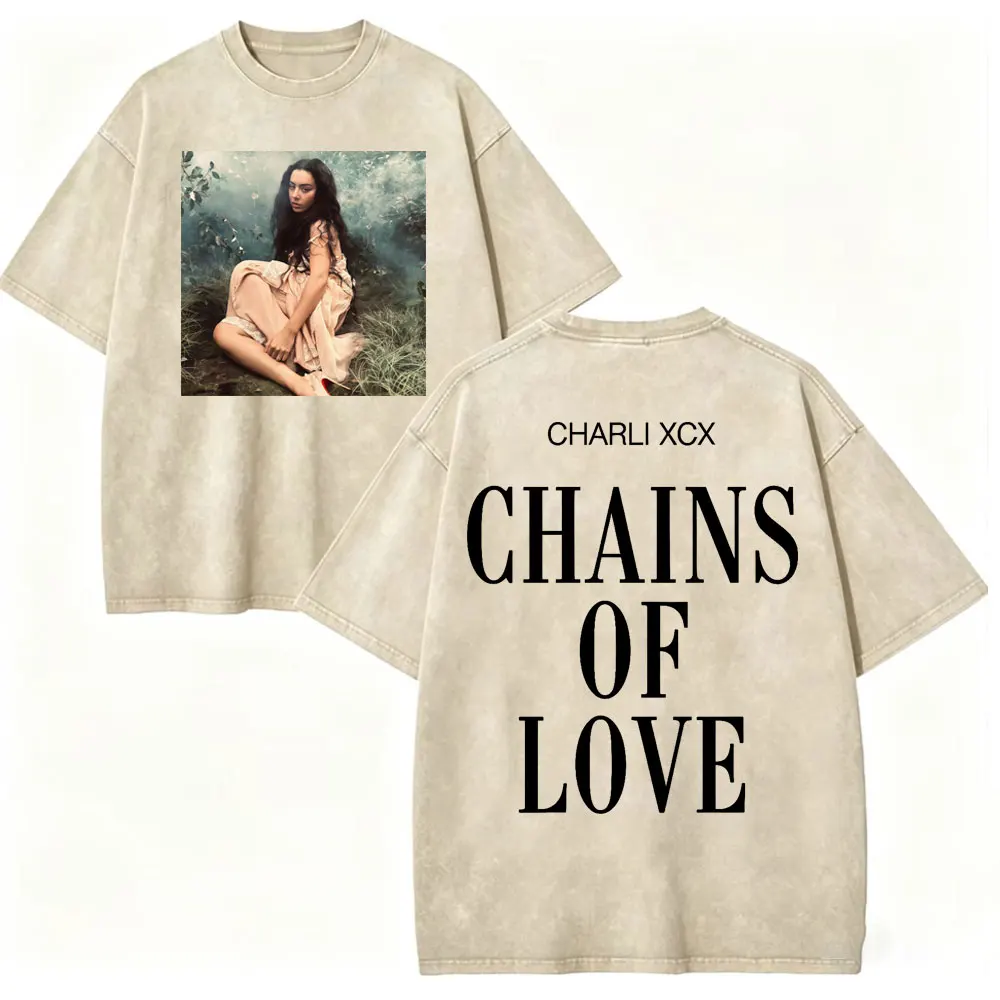 Vintage Washed Charli Xcx Music Fashion Film Tour 2026 Merch T-shirt High Quality Cotton T-shirts Unisex Casual O-Neck T Shirt
