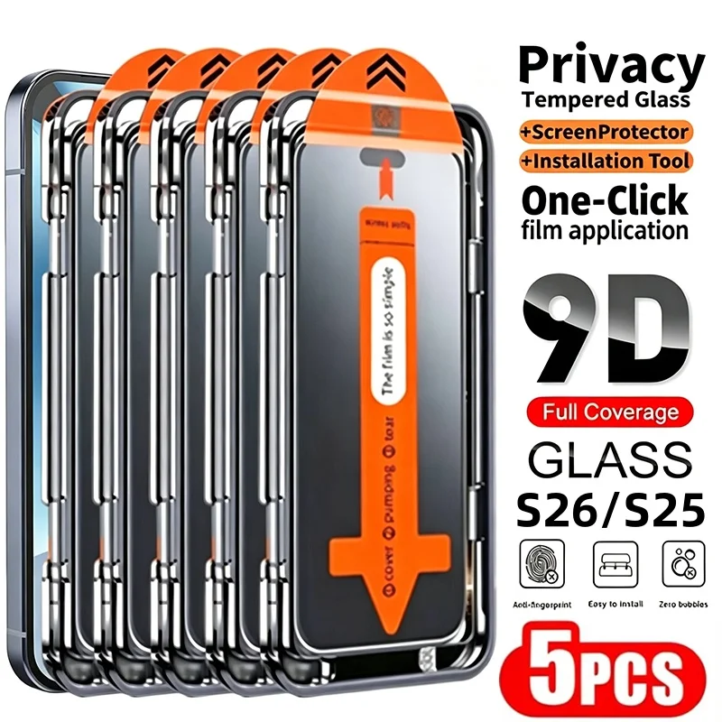 Privacy Tempered Glass Screen Protector For Samsung S26 Ultra S25 S24 S23 S22 S21 Plus S25 Edge One-Click Installation Anti-Spy