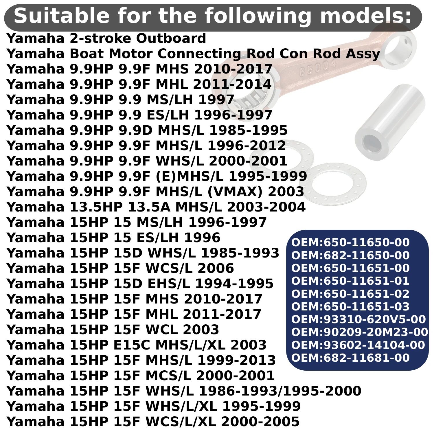 Crankshaft Connecting Rod Kit For Yamaha 2-stroke 15HP 15 15D E15C 15F 9.9HP 9.9F 9.9HP 9.9 9.9HP 9.9D 13.5HP 13.5A