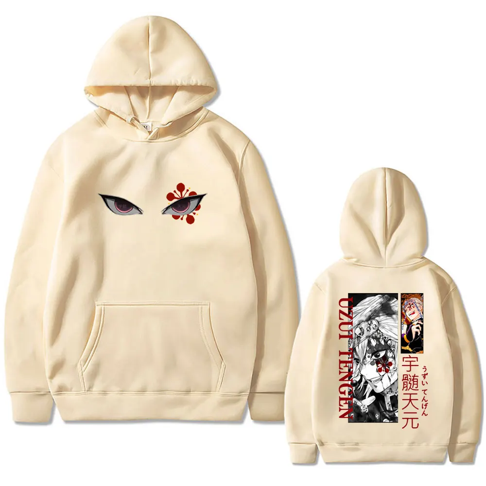 Anime Demon Slayer Uzui Tengen Eyes Graphic Print Hoodie Men Women Casual Oversized Pullover Male Vintage Fleece Cotton Hoodies