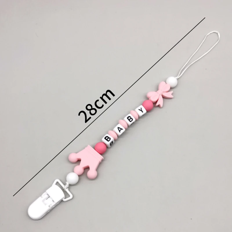 INS Custom English Name Pacifier Clip Handmade Personalized Chain Silicone Holder Baby Infant Feeding Newborn Teether Chew Gift