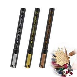 DSPIAE MKS Super Metallic Marker 2.0mm 0.5mm Dual Tips Pen for Gundam Model Painting Hobby DIY Tool Chrome Silver Champagne gold