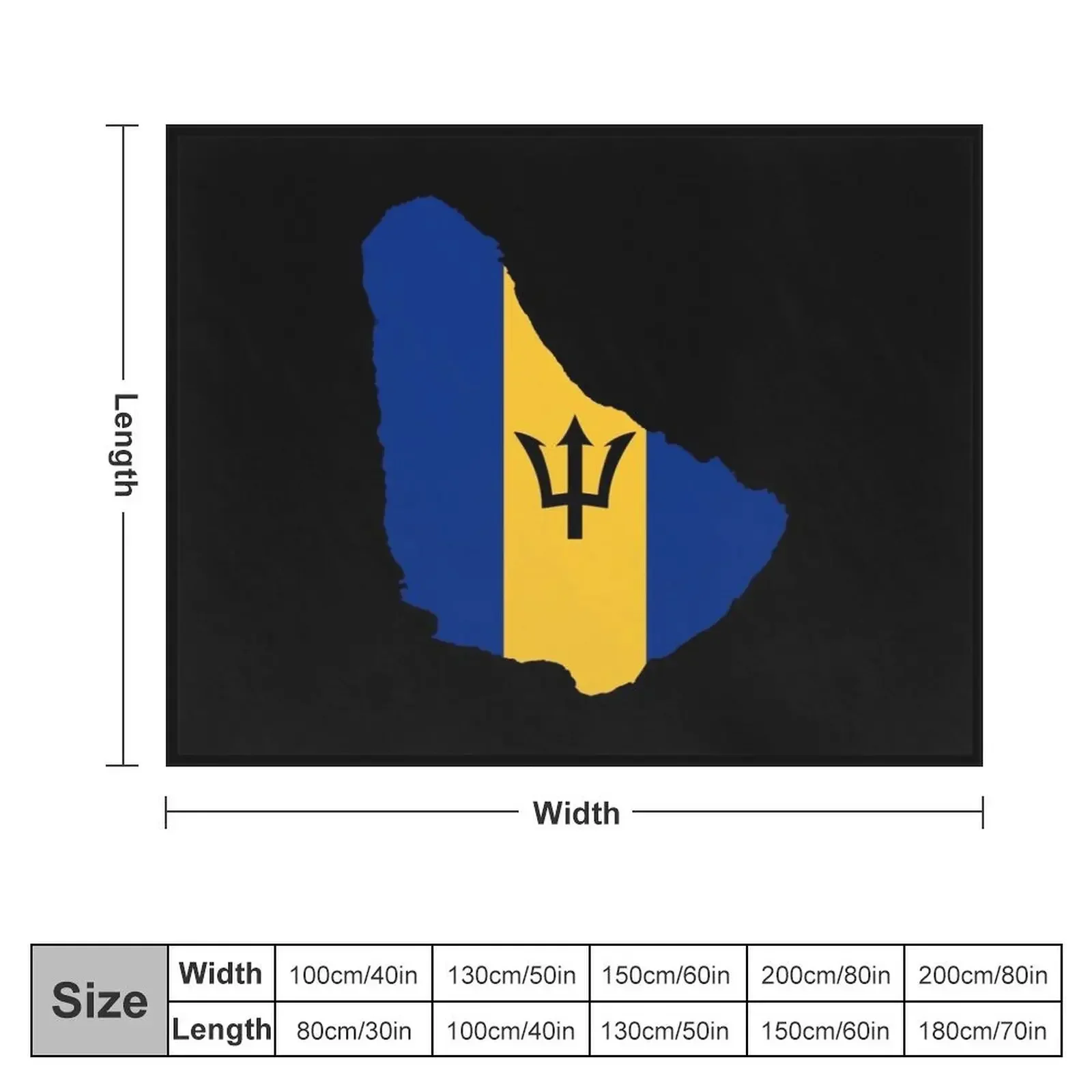 Flag Map of Barbados Throw Blanket Thermal Plush Blankets