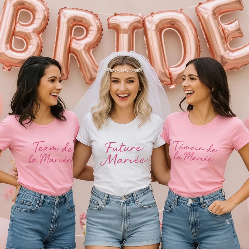 French Bridal Shower Wedding Tops: Future Mariée Témoin De La Mariée Tees, T-shirt for Bachelorette EVJF Party & Single Farewell