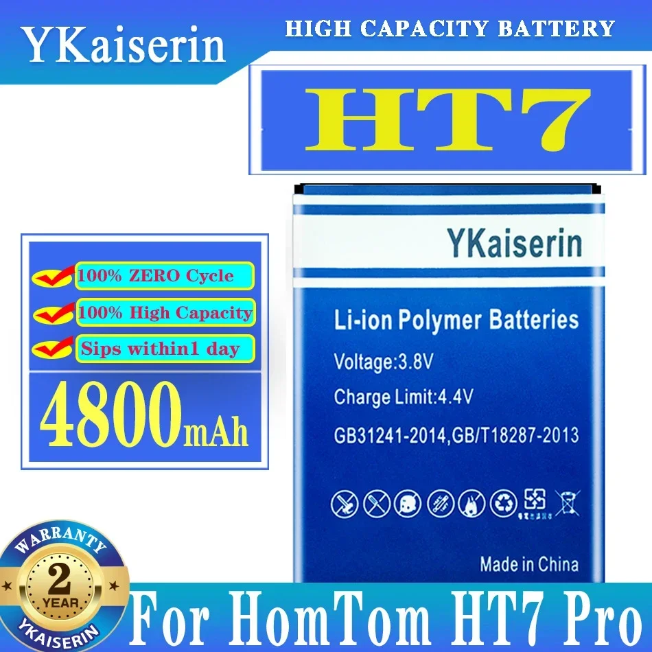 Аккумулятор ykaisсеребрин HT 7 на 4800 мА · ч для телефона высокого качества HT7 и HT7 Pro, сменные батареи + номер отслеживания