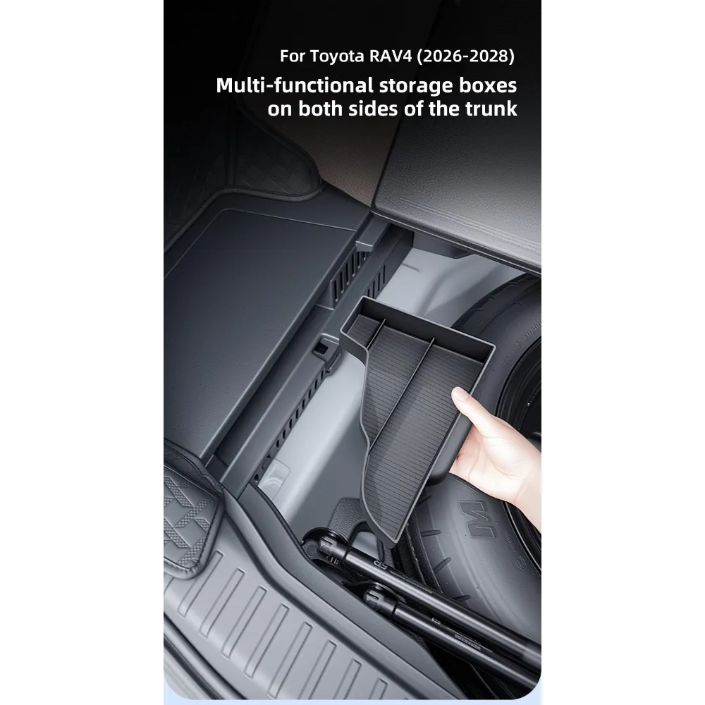 Für Toyota RAV4 2026-2028 Linker Kofferraum-Aufbewahrungsbox ABS Schwarz Laderaum-Organizer Multifunktionsbehälter Auto-Innenausstattung Pro – Detail 1
