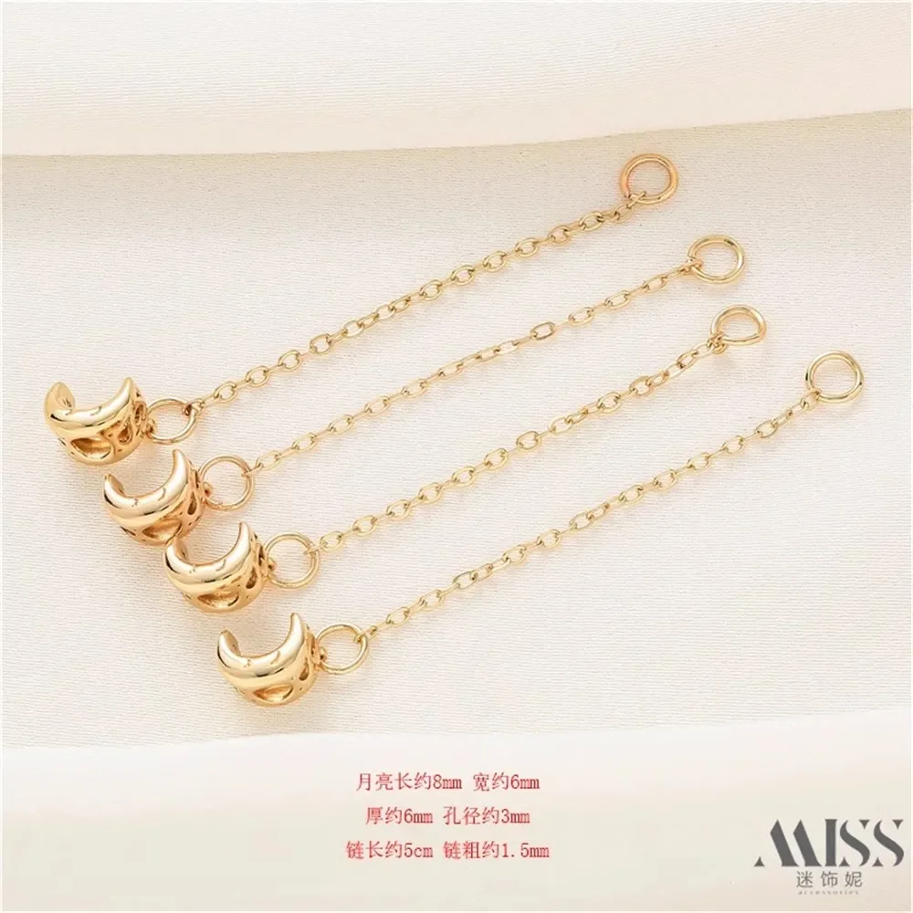 14K Gold and Silver 18K Sand Gold Rabbit Moon Lanyard DIY Handmade Bracelet Accessories Decorative Chain Lanyard