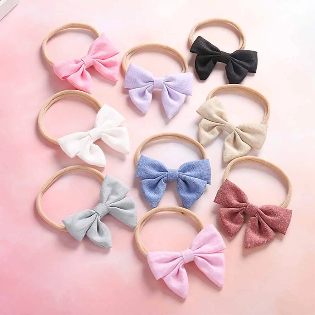 

Baby Headbands For Newborns Soft Breathable Hair Bows Accessories Toddlers Girls Party Photo Shoot Daily Wear White