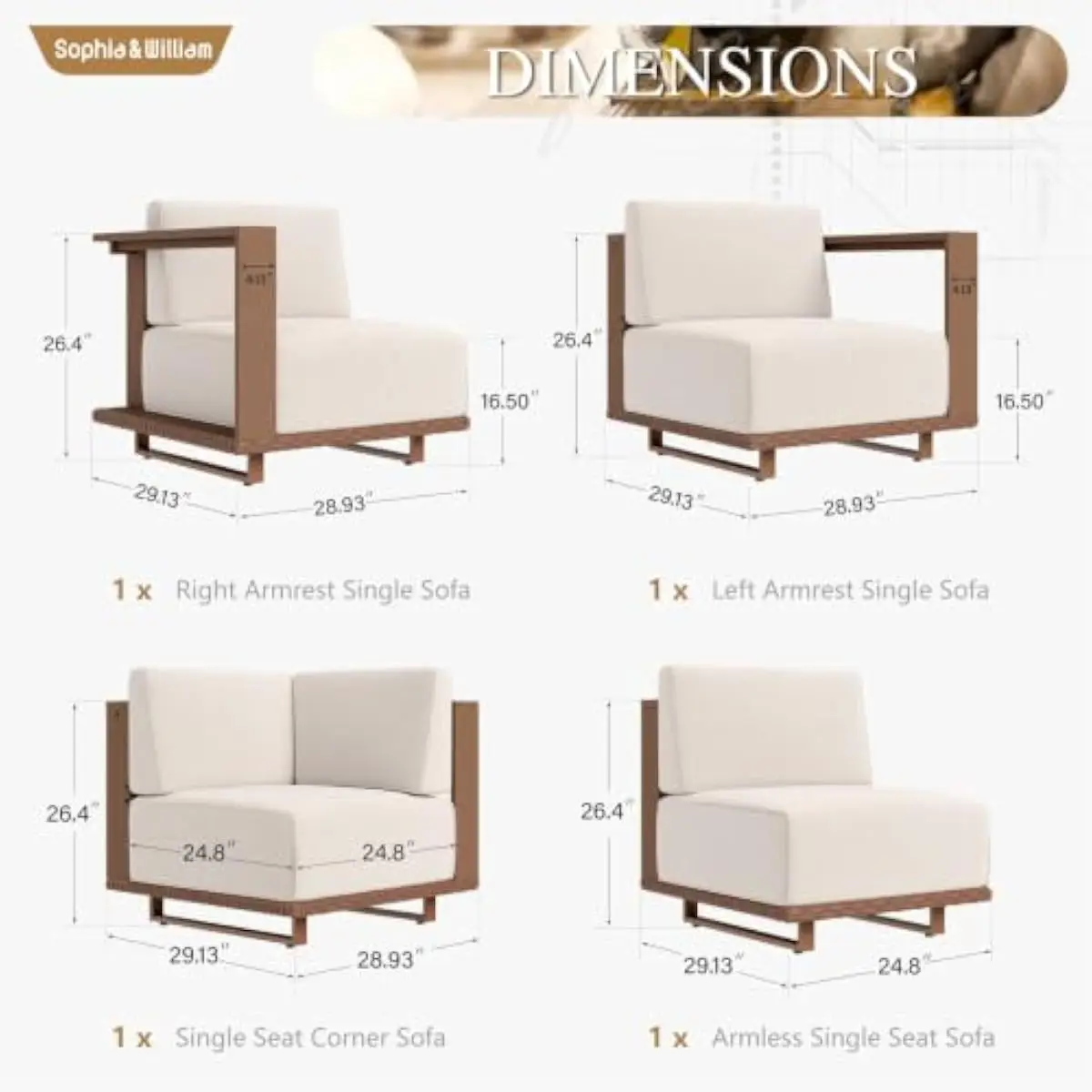 HDPE Outdoor Sectional Sofa Set in Beige Modern L Shape Design Featuring 9.8 Inch Thick Ergonomic Cushions Weather Resistant Cus