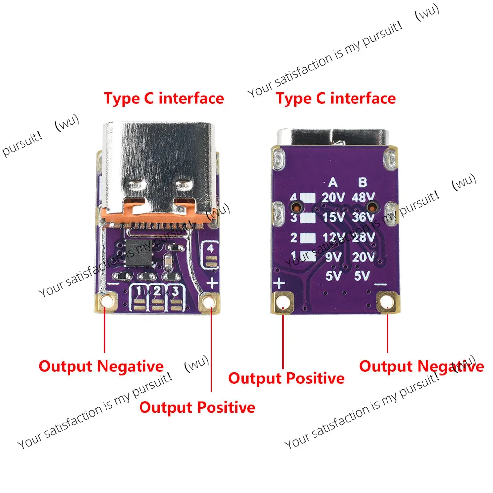 For PD3.0 PD3.1 QC3.0 Deceiver Fast Charging Module DC 5/9/12/15/20/28/36/48V Voltage Trigger PD to DC Type C Interface