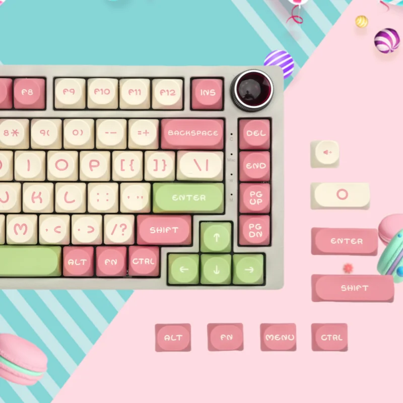 XVX PBT Keycaps Sweet Style Fashion Colorful Keycaps Double Shot SOA Profile Pink DIY Keycaps for Mechanical Keyboard 130 Keys