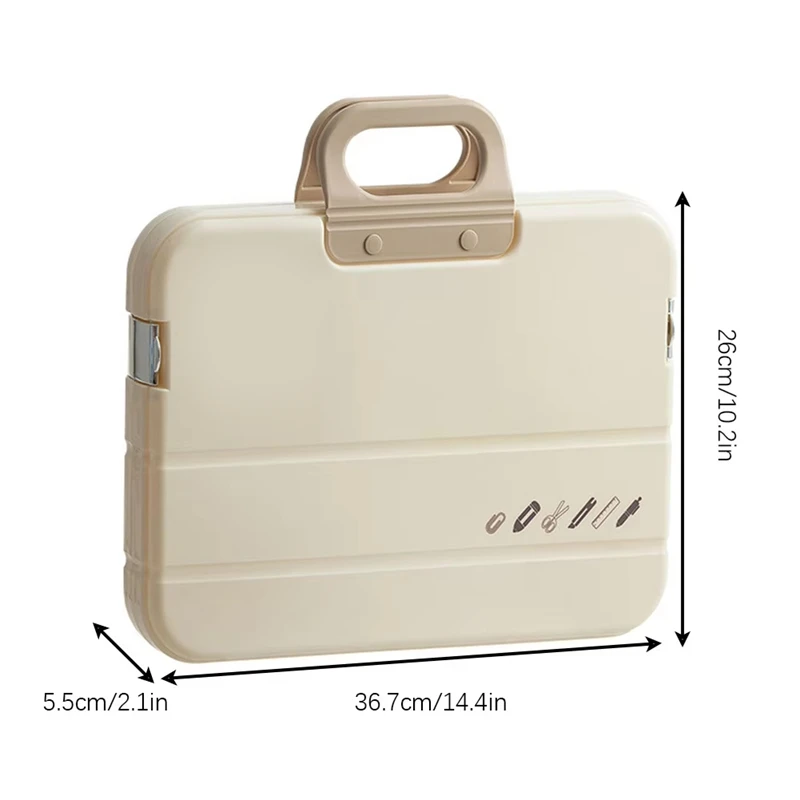 A4 Plastic File Folder With Lock Handle Portable Box File Waterproof Filing Supplies Multi-Purpose Document Bag