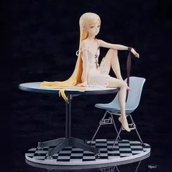 Anime Monogatari Bakemonogatari Oshino Shinobu Painted White Dress Sitting Table Ver PVC Action Figure Xmas gift toy