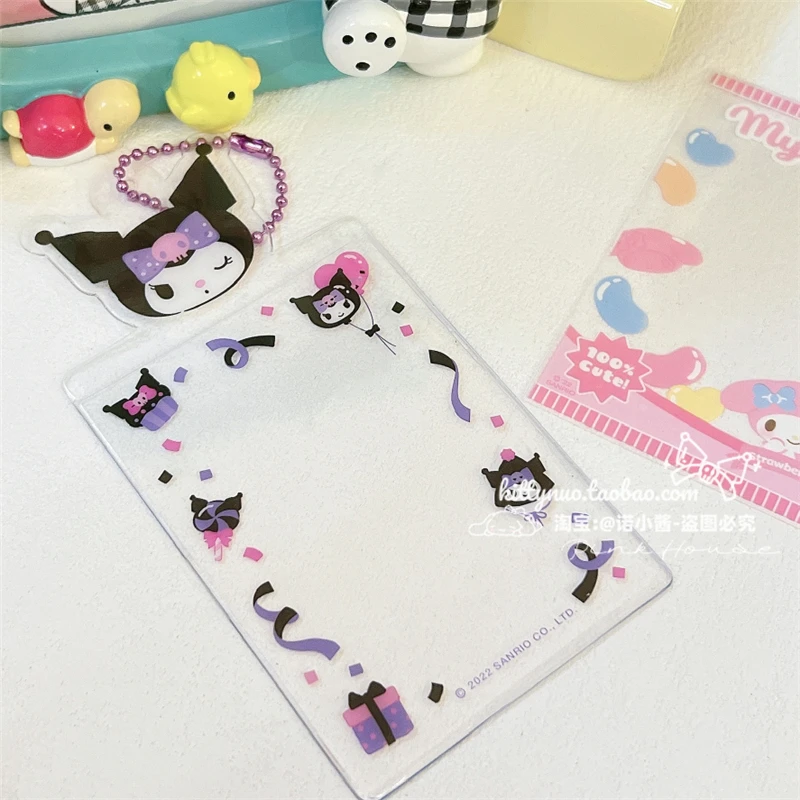 Sanrios Transparent Card Cover Anime Kuromi Melody Cinnamoroll Kpop Photocard Holder Kawaii Id Cards Note Bus Card Storage Bags