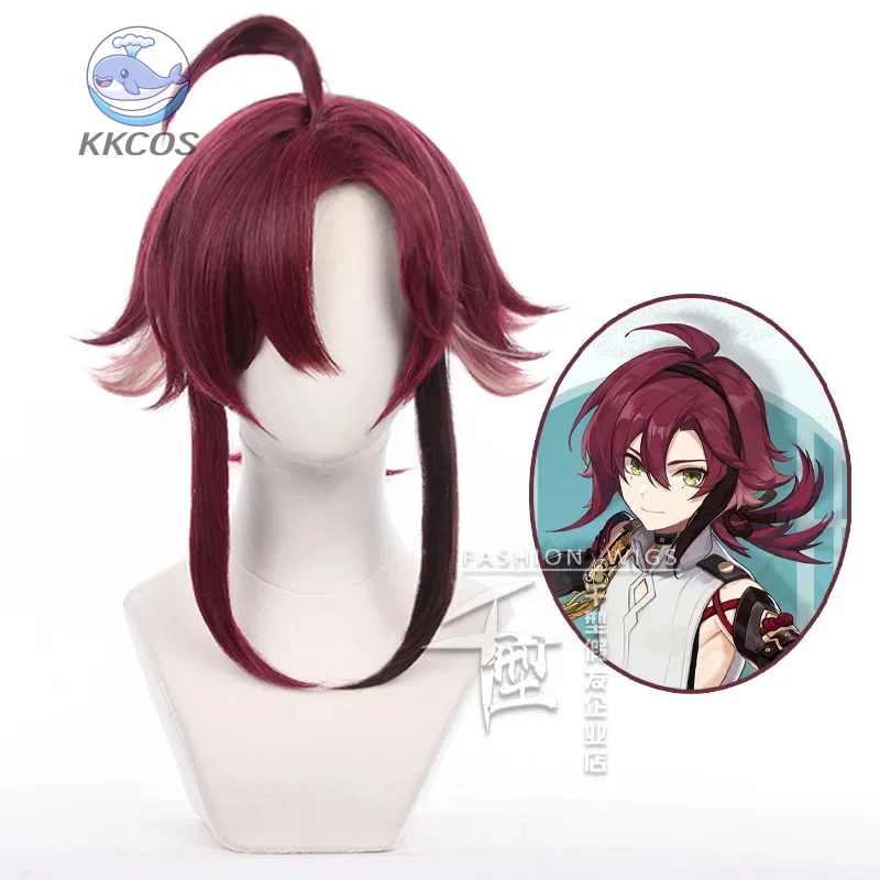 Anime shikanoin heizou cosplay perucas genshin cos 50cm longo rabo de cavalo cabelo sintético festa de halloween
