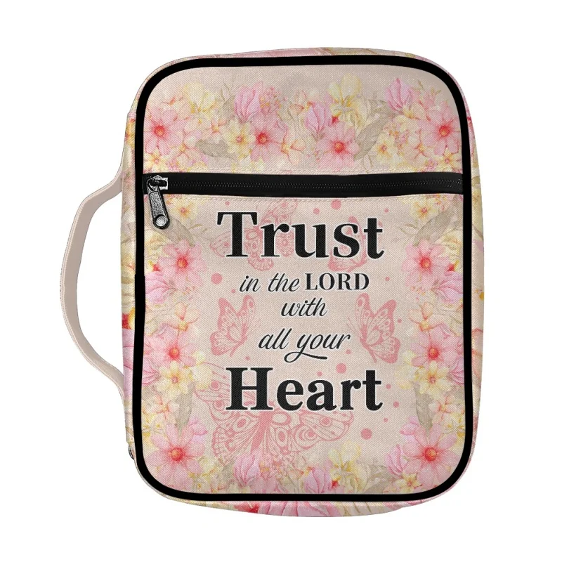 Funda de la Biblia personalizada para mujer, bolso Floral, elegante, funcional, portátil, con bolsillos, con cremallera, para estudiar