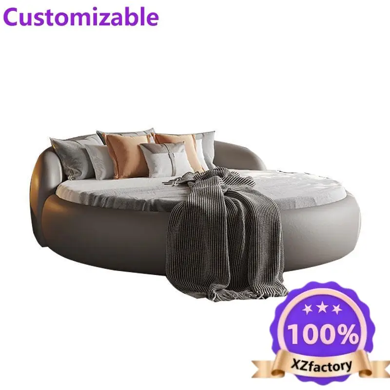 Factory Direct 2026 Round bed, leather large round bed, double  master bedroom wedding bhotel bed, famous , modern and simple la