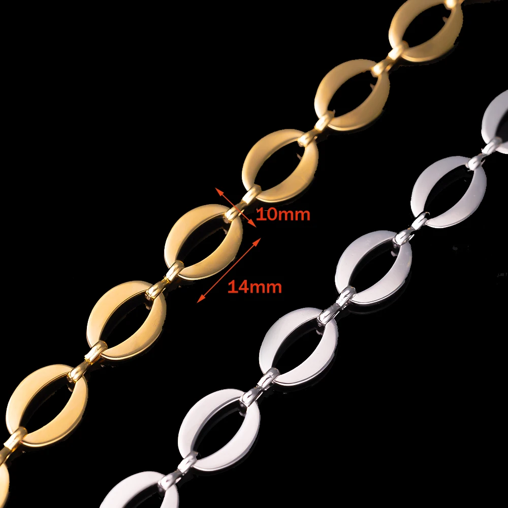 1 metro in acciaio inossidabile placcato oro collane cubane catena 10x14mm lettera O collegamento per braccialetti fai da te gioielli artigianali che fanno forniture