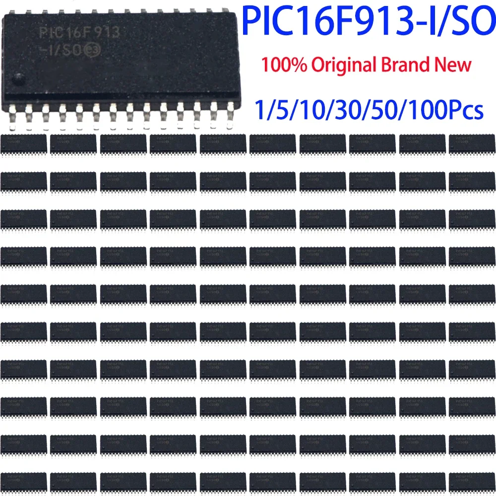 1/5/10/30/50/100Pcs Microchip PIC16F913-I/SO SOP28 SMD 8 Bit Microcontroller IC Component For Electronic DIY Circuits