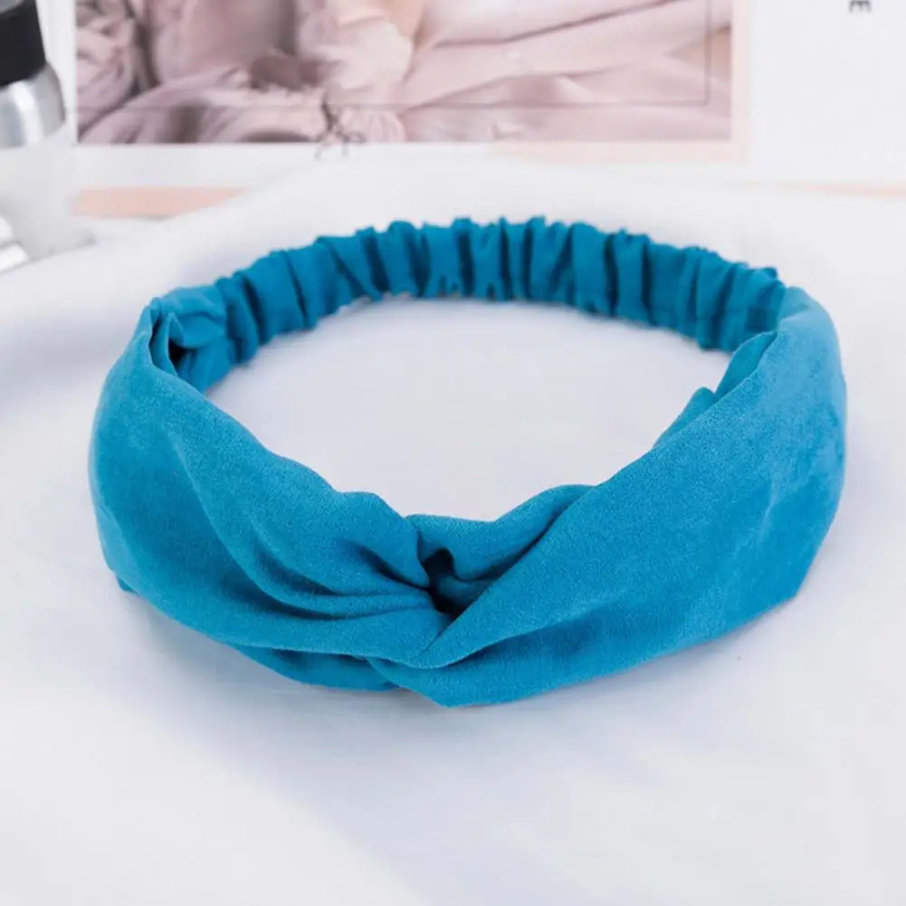 Solid Color Makeup Headband Faux Suede Women Boho Headband Vintage Cross Spa Head Wrap Wrap Neck Head Hair Accessories