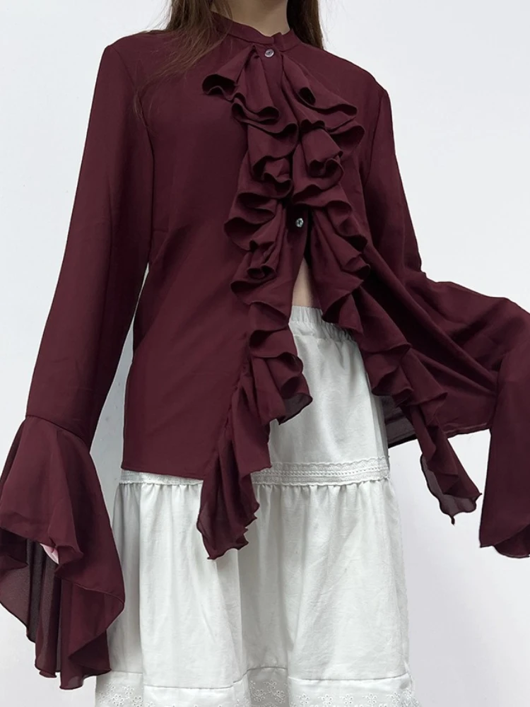 Women Autumn New Clothing Long Sleeves Sexy Solid Color Shirts All-match Fashion Temperament Loose Simple Style Trendy Vacation