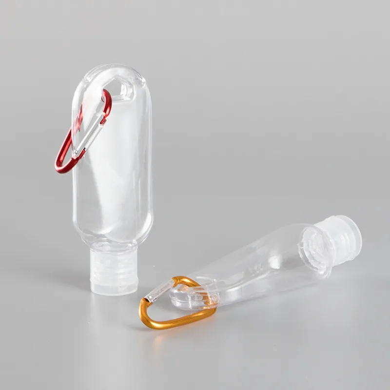 1-10pcs Empty Hand Sanitizer Travel Bottle Holder Hook Keychain Carriers Flip Cap Reusable Portable 30ml 50ml Empty Bottles