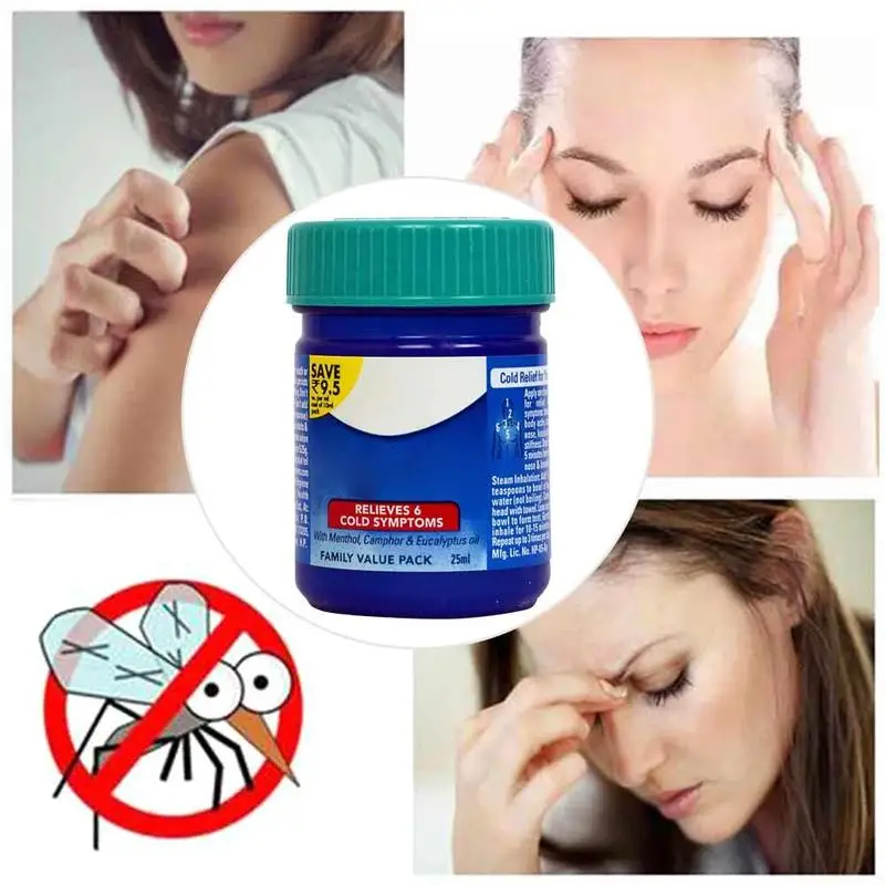 Cold Headache Relief Ointment Cool Mint Cream Itching Nasal Congestion Anti-heatstroke Anti-mosquito Menthol Essential Balm