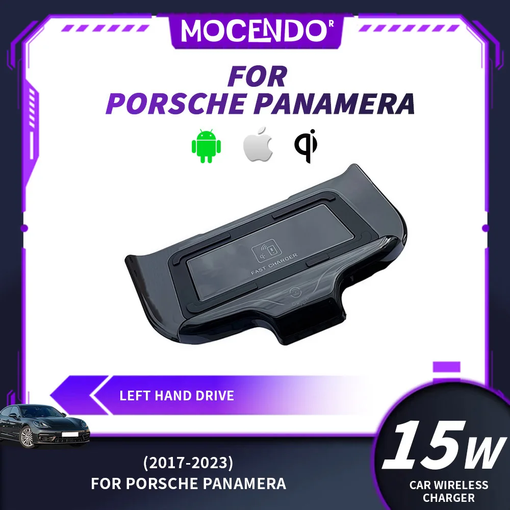 Carregador Sem Fio de 15W para Porsche Panamera 2017-2024, Suporte para Telefone com Carregamento Rápido, Acessório Interno