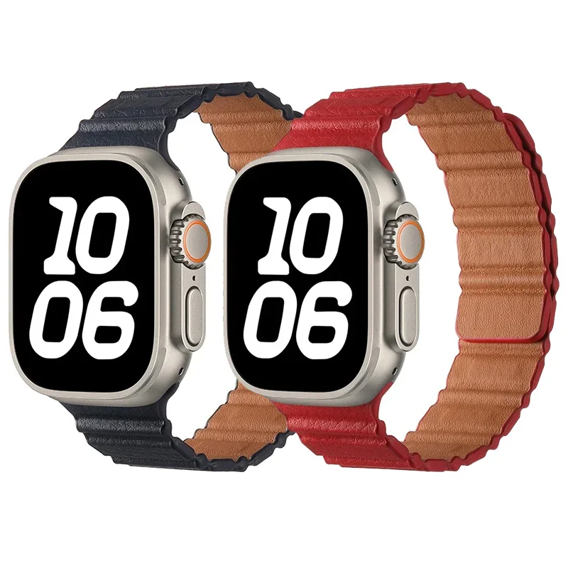 

Leather Latest styles For Apple watch band 44mm 45mm 40mm 38 42 Magnetic Loop bracelet iWatch seires SE 6789 10 46mm ultra2 49mm