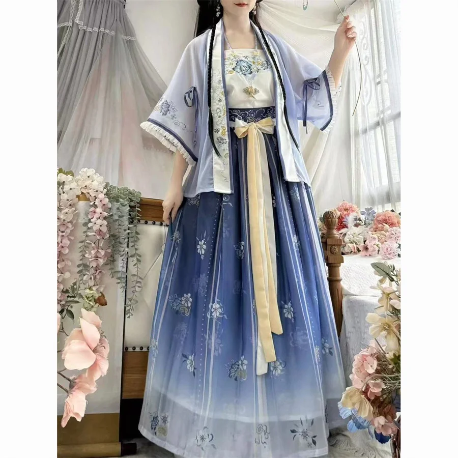 115 кг женское китайское платье ханьфу большого размера 5XL женский карнавальный костюм для косплея летнее синее вечернее платье ханьфу плюс размер 6XL