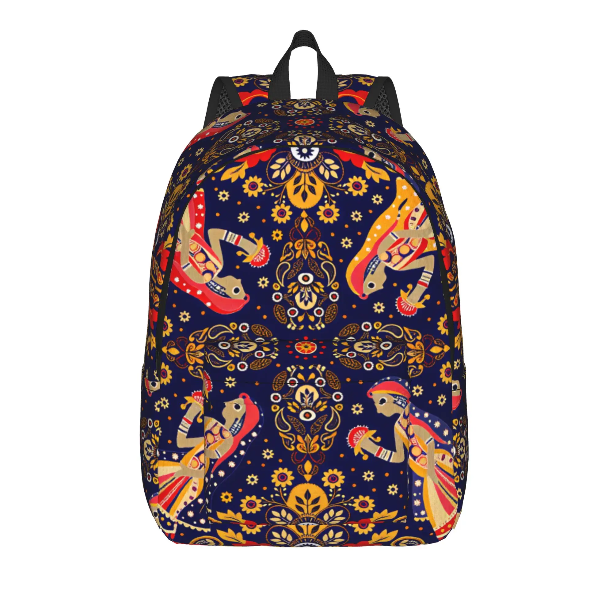Indian Folk Dancing Figure Paisley Backpack  Cute Backpacks Student Travel Pattern High School Bags Design Rucksack