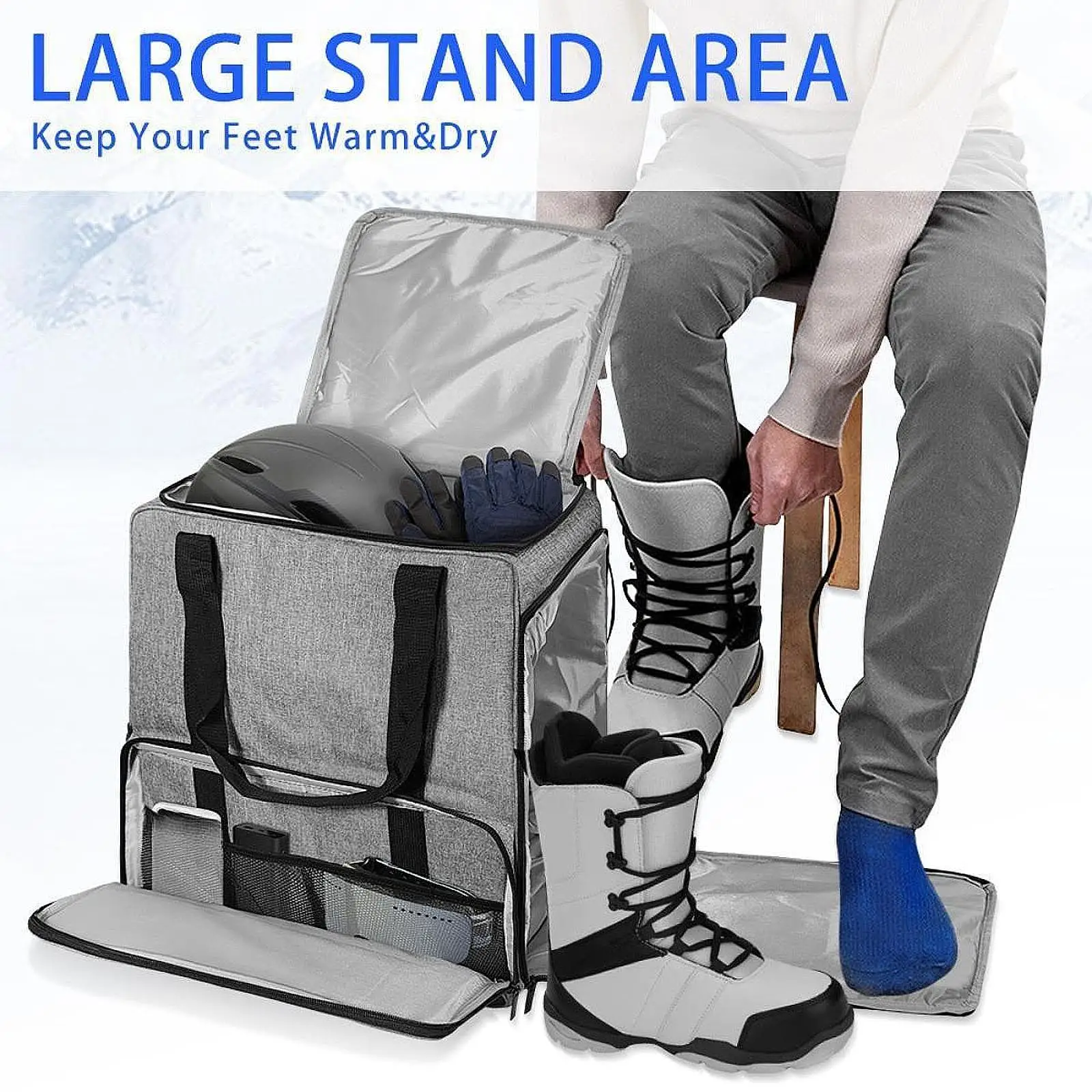 Ski Boot Bag Carrying Storage Bag for Skiing Boots Goggles Accessories