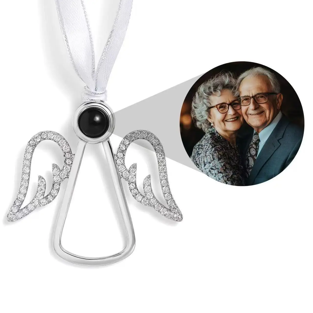 

Christmas New Pendant Hanging Decoration Angel Wings Projection Photo Customization Hot Selling Gift Commemorative Jewelry