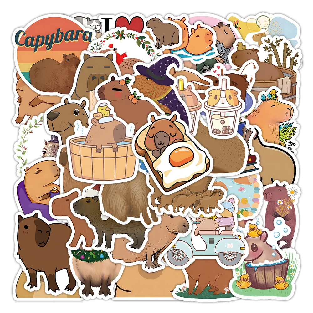 10/30/50PCS Cartoon Cute Animal Capybara Sticker Graffiti iPad Laptop Helmet Computer Pattern Scrapbook Toy Decoration Wholesale