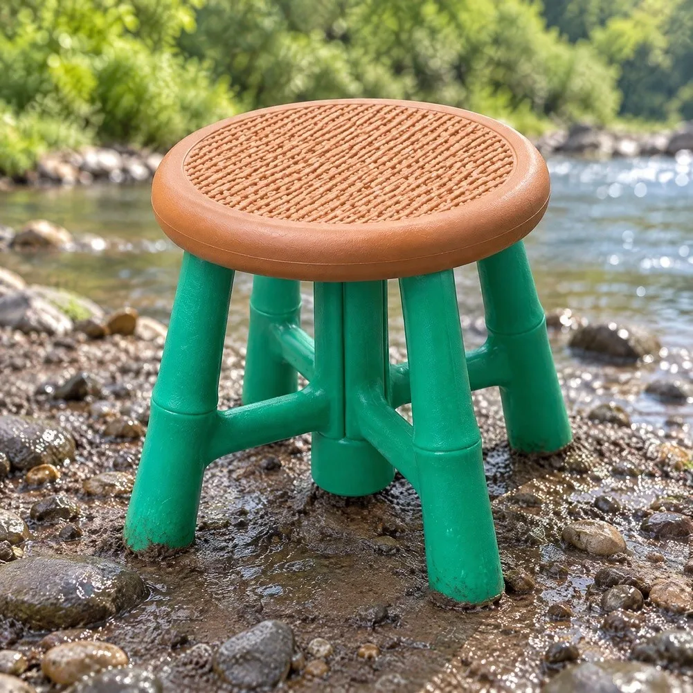 Thickened PE Construction Portable Fishing Stool Easy-Clean Design Five Leg Support Camping Chair Fishing Chair