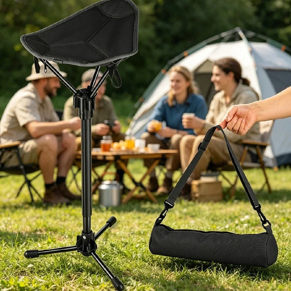 RGGMQQ 1 Set Camping-, Angel- und Wanderhocker, teleskopierbarer, tragbarer Dreibein-Sitz mit Tragetasche, höhenverstellbar, leicht und faltbar – Detail 16