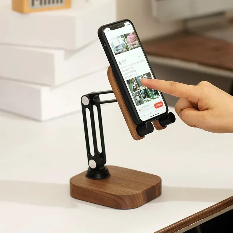 검은 호두나무 알루미늄 합금 접이식 휴대전화 태블릿/컴퓨터 스탠드