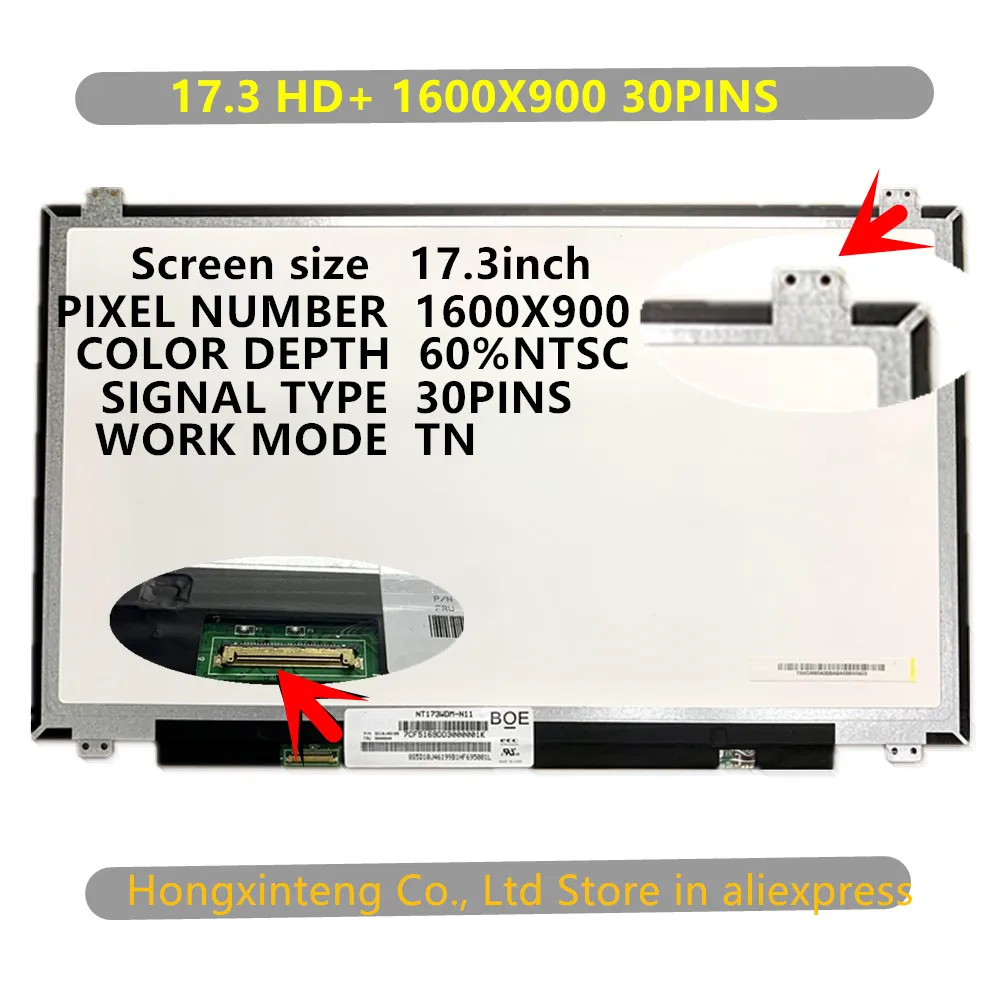 NT173WDM-N21 B173RTN02.0 B173RW01 V.5 N173FGA-E34 E44 NT173WDM-N11 الأصلي 17.3SLIM 30PINS HD + 1600X900 شاشة LCD