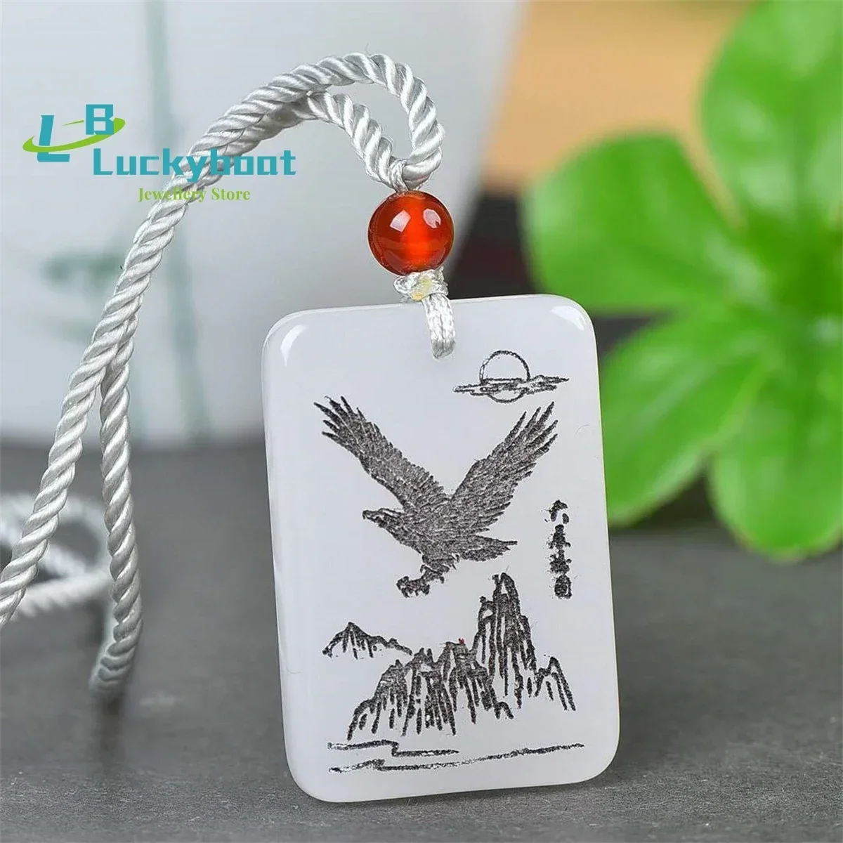 Natural Gold Silk Sheep Fat White Jade Grand Exhibition Simple and Personalized Charm Versatile for Men and Women