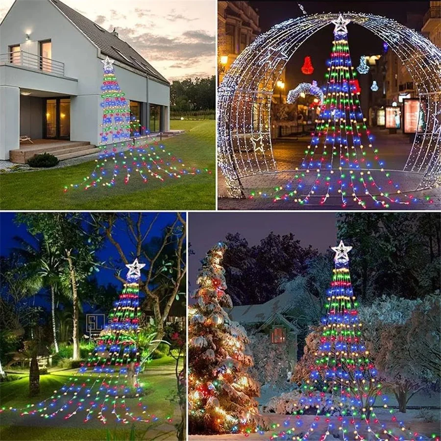 Guirxiété Lumineuse de Noël à 2023 LED, 8 Modes Étoiles, Cascade, Lumières Dégradées pour ix, Mariage, Extérieur, Nouveau, 350