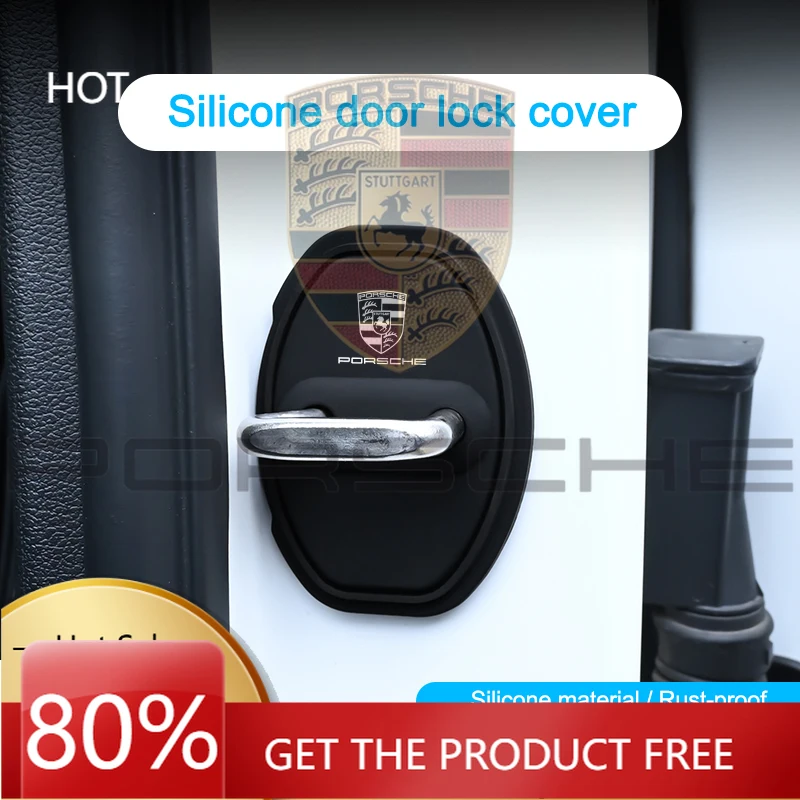 

Porsche Car Sticker 4PC Silicone Car Door Lock Cover Protector Buckle Cover For Porsche Panamera Cayenne Taycan 911 718 Macan Ca