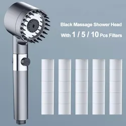 High Pressure Shower Head Rainfall Water Saving Adjustable Boost Showerhead Filter Holder with Hose Set for Bathroom Accessary