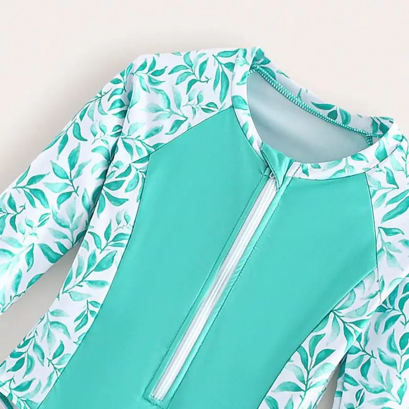 Детский летний купальник, комплект из двух предметов, купальный топ с шортами, купальник с длинными рукавами, быстросохнущий купальный костюм, пляжная одежда с защитой от ультрафиолета